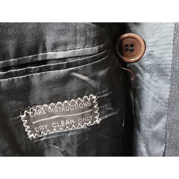 Valentino Uomo Men's Gray Stripe Double-Breasted Wool Suit Jacket Blazer Sz 38 - Picture 14 of 16